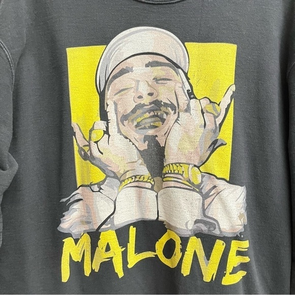 Post Malone Port & Company Oversized Black Graphic Crewneck Popover Sweatshirt - Picture 5 of 6